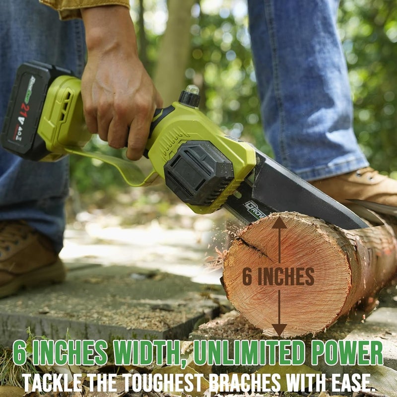 GroveCraft 2-IN-1 Cordless Pole Saw & Mini Chainsaw, Two 4.0Ah Battery Powered 6 Inch Electric Pole Chainsaw, 15Ft MAX Reach Pole Saw for Tree Trimming - Image 4
